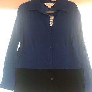 Blouse - Long Sleeve in Blue & Black